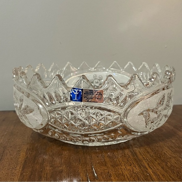Vintage Flora Crystal Bowl. Made in Yugoslavia, 24%lead Crystal Clear 8.5" - Picture 2 of 13